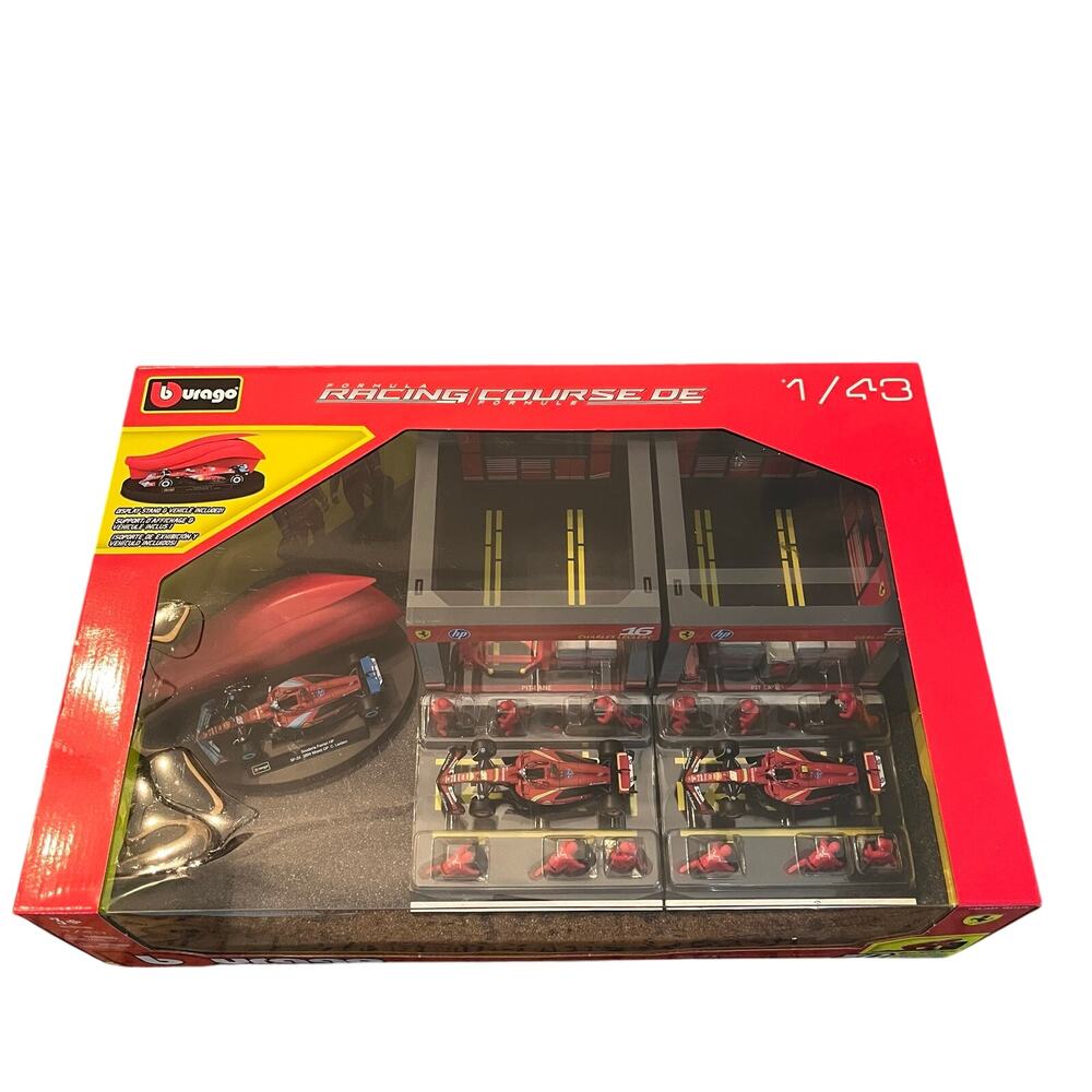 Bburago 1:43 Ferrari F1 Racing Deluxe Paddock Set 2024 SF-24 Leclerc Sainz New